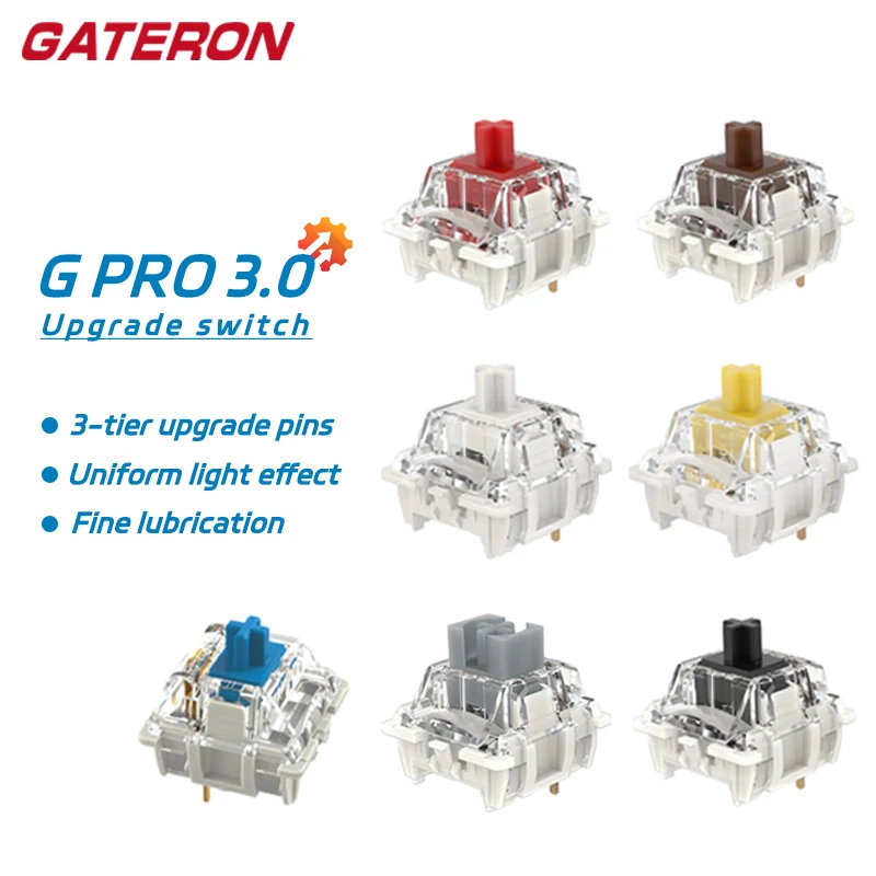 GATERON G Pro V3 3.0 Pro Switch 3pin per tastiera meccanica Pre Lubed RGB lineare tattile bianco giallo rosso argento marrone asse MX