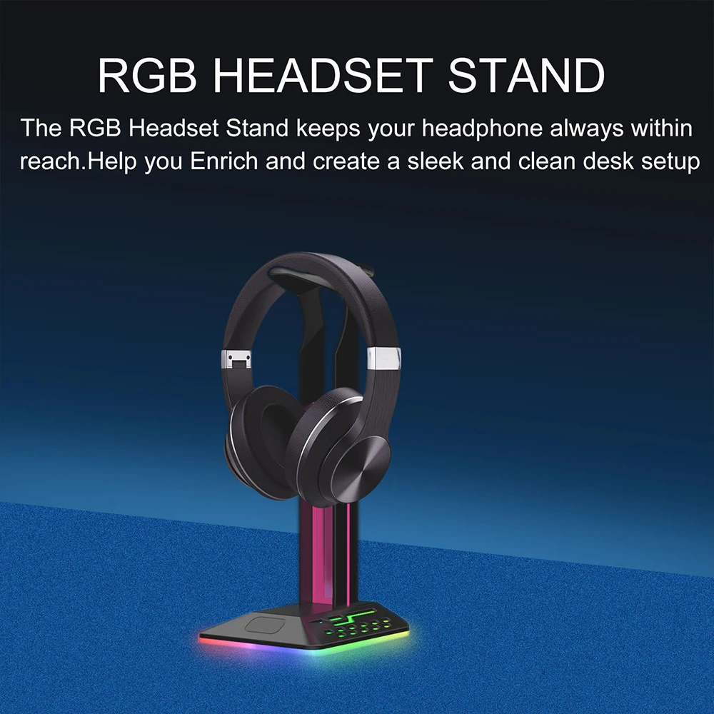 Gaming Headphone Stand PC Accessories - RGB Headset Stand with 2 USB  Charger, Cool LED Headphone Holder PC Gaming Accessories Gift for Boys Men