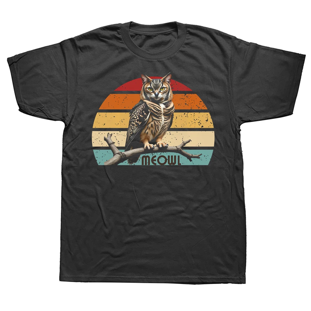 Lustiges Meowl-Grafik-Unisex-T-Shirt aus reiner Baumwolle, Streetwear, Humor-T-Shirt, lockere Passform, Kleidung für Männer und Frauen, kurze Ärmel