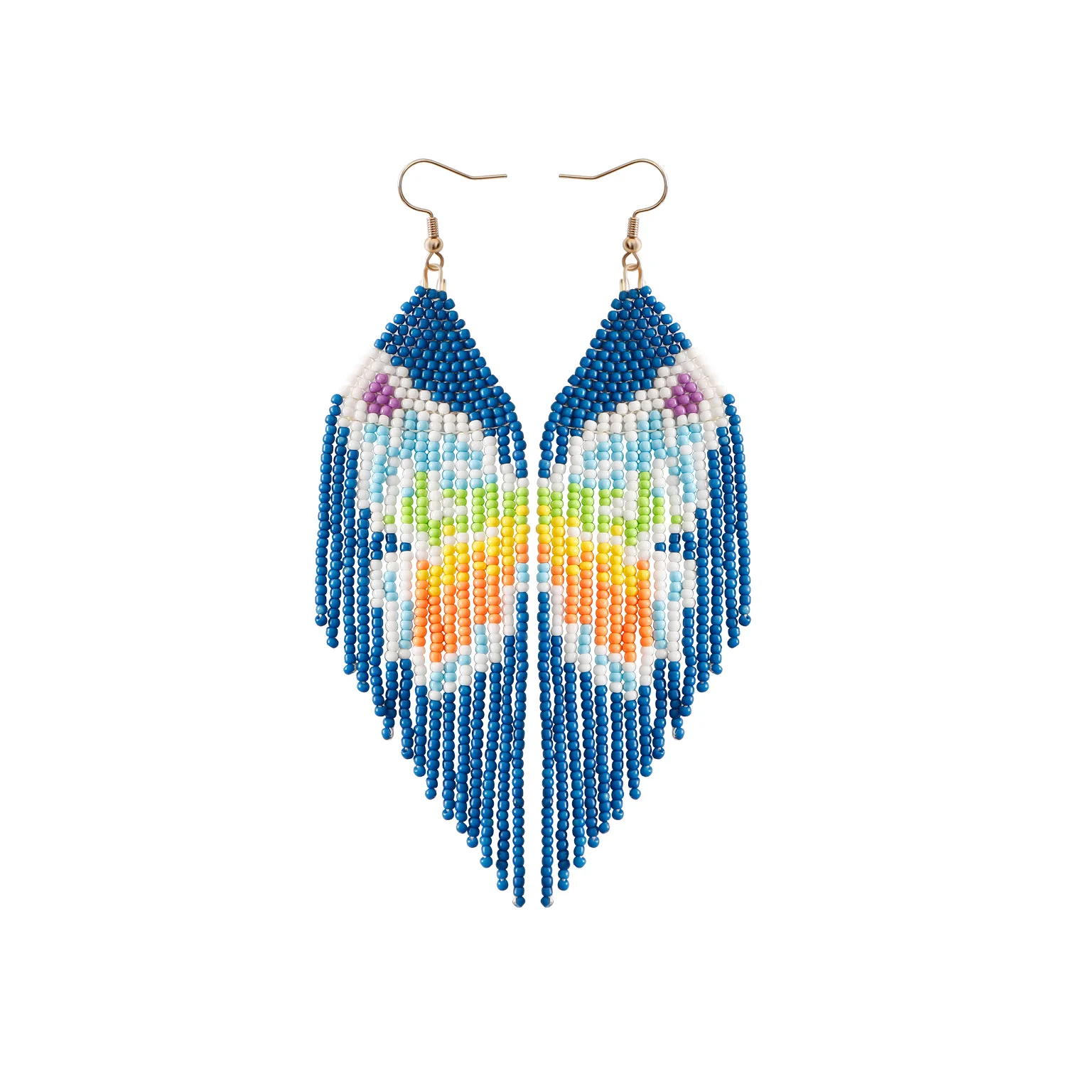 

Rice bead earrings Tassel Butterfly Design Symmetry Originality Geometry Hand knitting Bohemia Fashion Simple Beaded earrings
