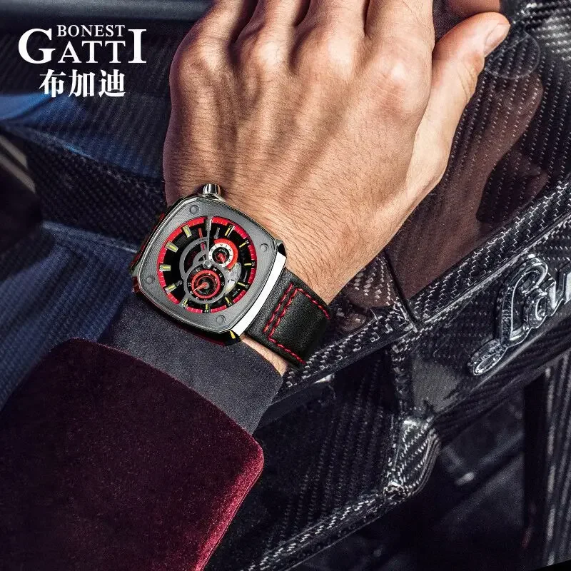 BONEST GATTI Offshore Speed &middot; New Colors German Craft Brand Square Waterproof Men's Fully Automatic Mechanical Watch