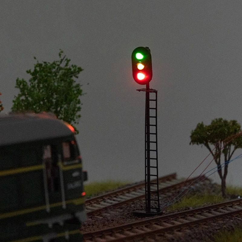 1PC Miniature Train Signal Micro Traffic Sign for Dollhouse Girl’s Pretend for Play Game Hobby Building Model 3V 1/87 5