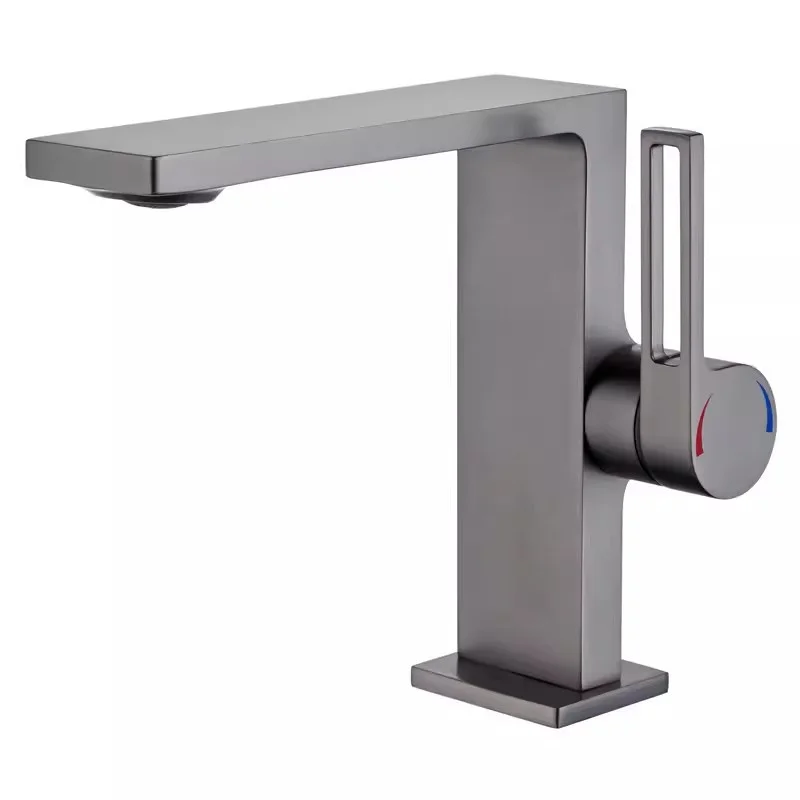 Gun Grey Basin Faucets,Brass Sink Mixer,Bathroom Hot & Cold Taps, Washbasin Crane Vessel,Single Handle,Chrome,Brushed Gold,Black