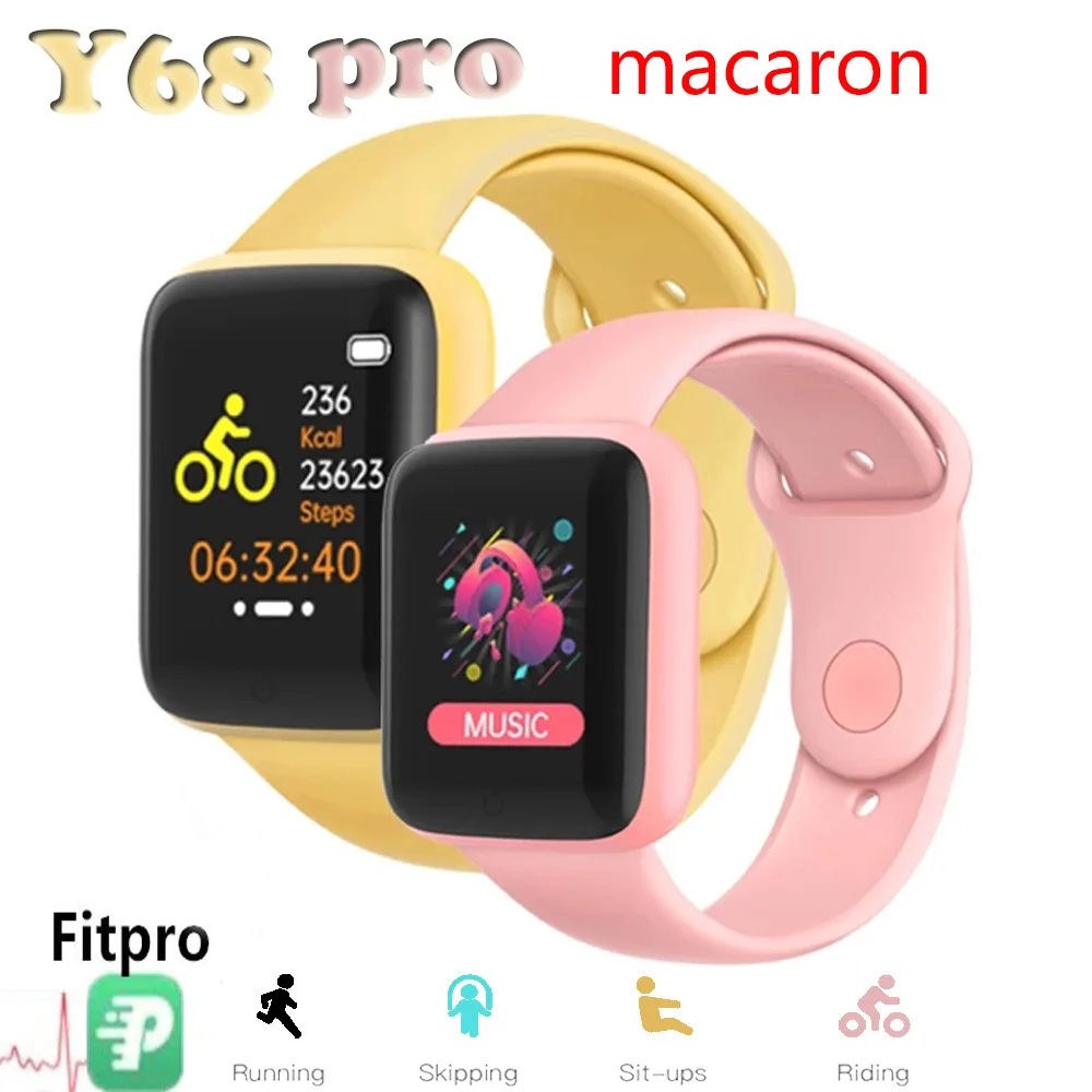 

Y68 Pro Bluetooth watch Fitness tracker heart rate blood pressure monitor men women watches D20 Macaron smartwatch PK D13 M7 D18