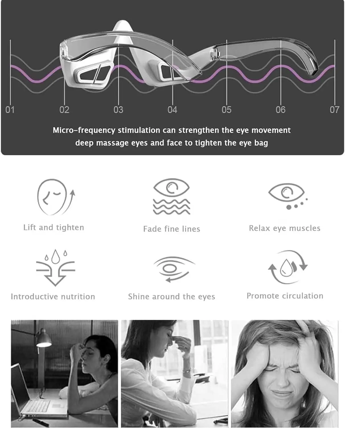 EMS Undereye Redlight Eye Massage Instrument Beauty Device Dark Circles Anti-eye Wrinkles Essence Introducer Eye Beauty Device eye massager