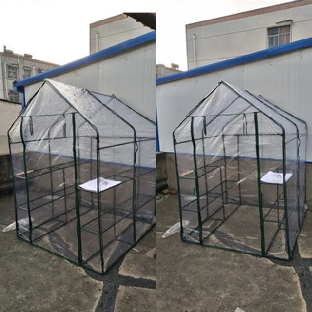 Kültéri Kertészkedés Nagy Üvegházak Teljes Készlet Virágüzem Tartsa Meg A Meleg Zöld Házat Keretrögzítő Cipzáras Műanyag Borítás - Image 3