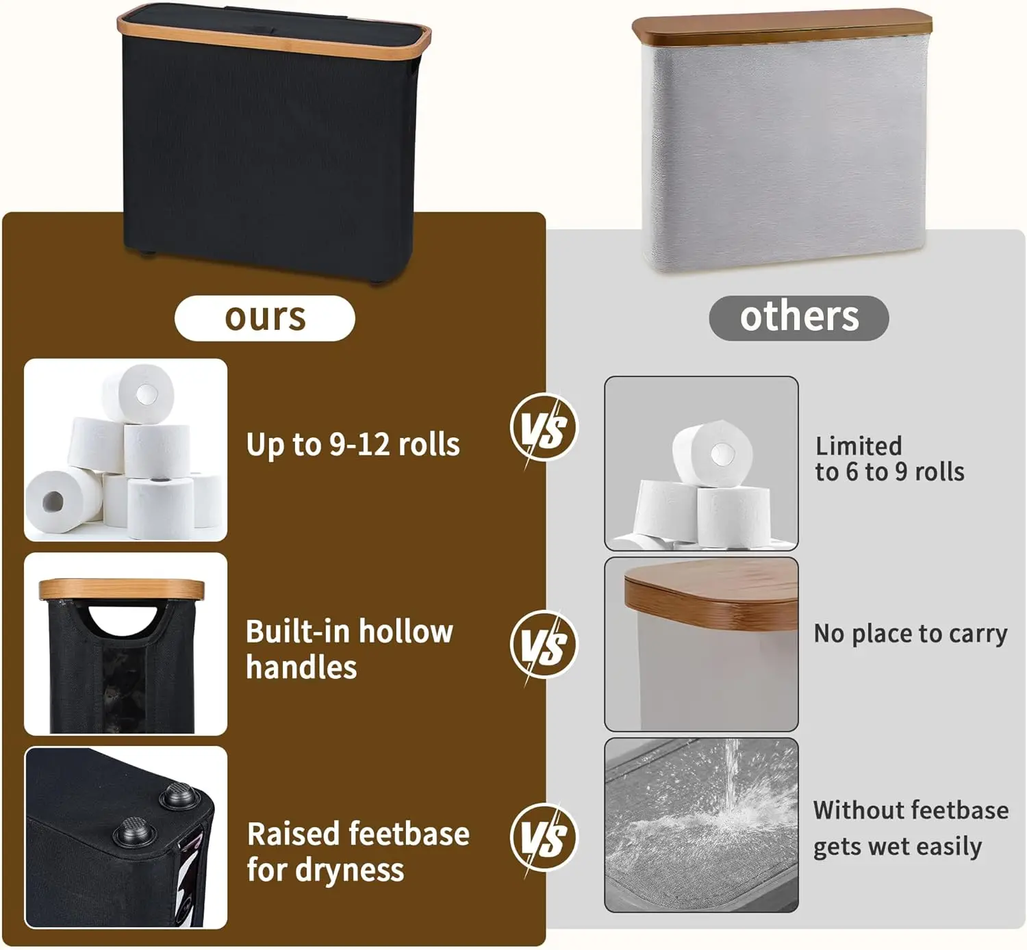 Bathroom Toilet Paper Basket with Lid 6