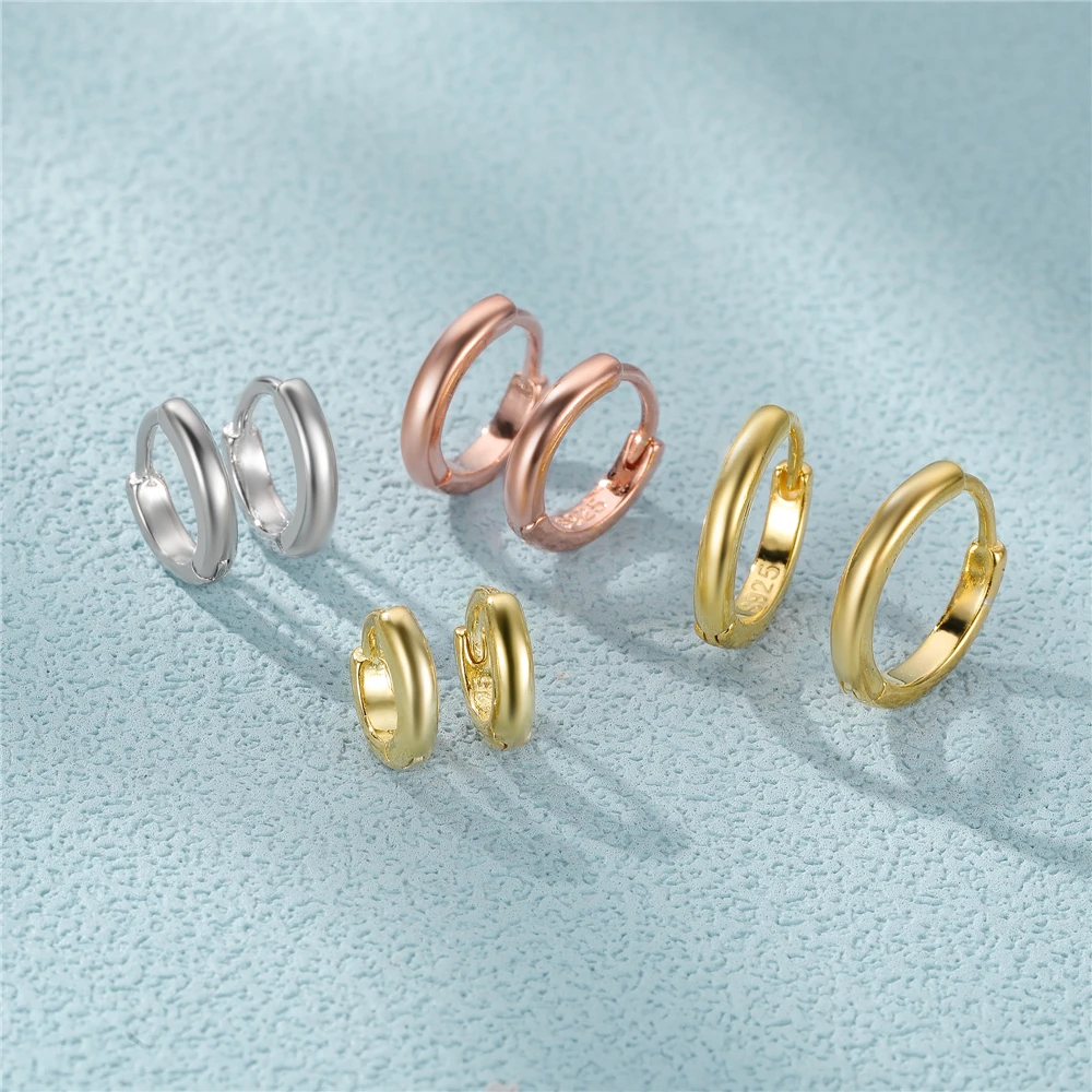 ROXI Vintage Glossy Geometry Round Circle 925 Sterling Silver Earrings for Women Kolczyki Damskie Hoop Earring Pendientes Mujer