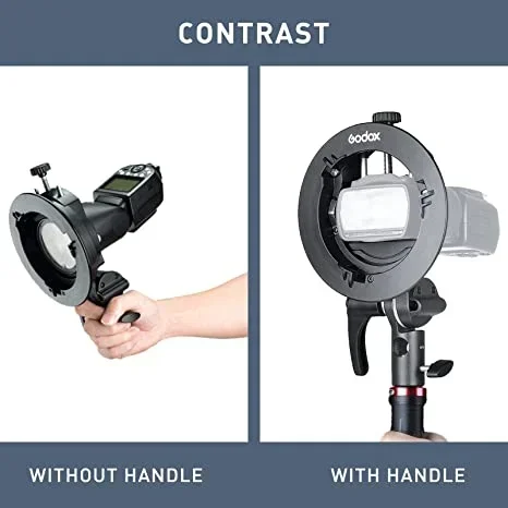 Godox S2 Flash Holder Bracket S-type Bowens Mount Lamp Holder Handheld for Godox Flash Light Snoot Softbox Beauty Dish Honeycomb