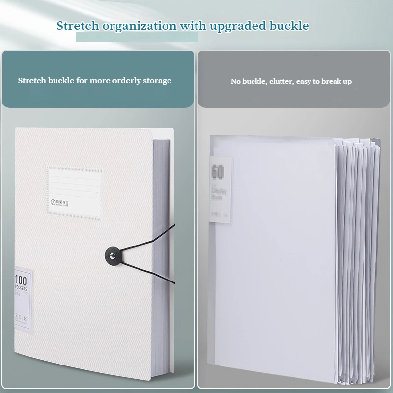 60/100 Page A4 File Storage Box Multifunctional Transparent Insert Data Book Student Test Paper Office File Storage Box