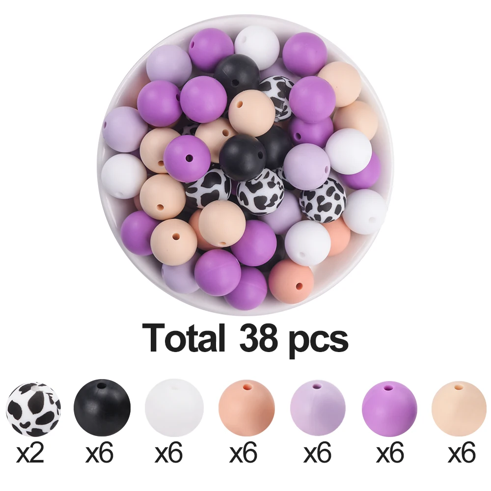LOFCA 12/15mm Silikon Perlen Runde Gedruckt Leopardenmuster Perlen Für Schmuck Machen DIY Schlüsselbund Armband Halskette Zubehör – Detail 8