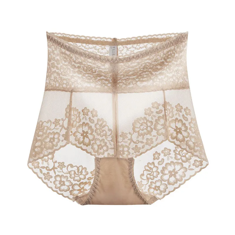 Female High Waist Hip Lifting Panties Lady Floral Lace Sexy Underwear Fashion Breathable Soft Seamless Transparent Brief Lingeri