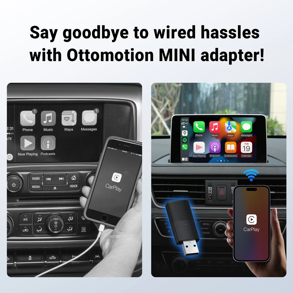 Kilovexuy CarPlay Sans Fil 2025 Nouvelle Version – OTA Upgrade, Pour Voitures 2016+ Avec CarPlay