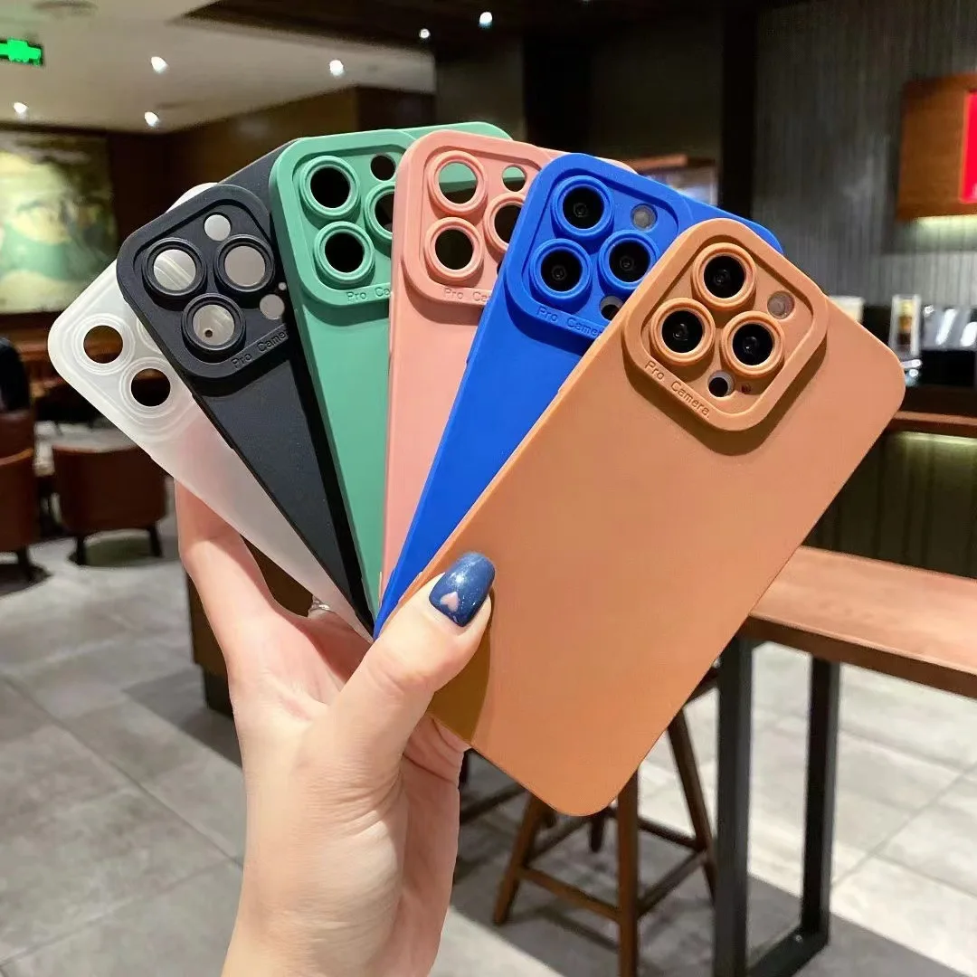

Soft Silicone Candy Color Phone Case For iPhone 11 12 Pro Max 13Mini Camera Protection XS X XR 7 8 Plus SE2020 Matte Shockproof