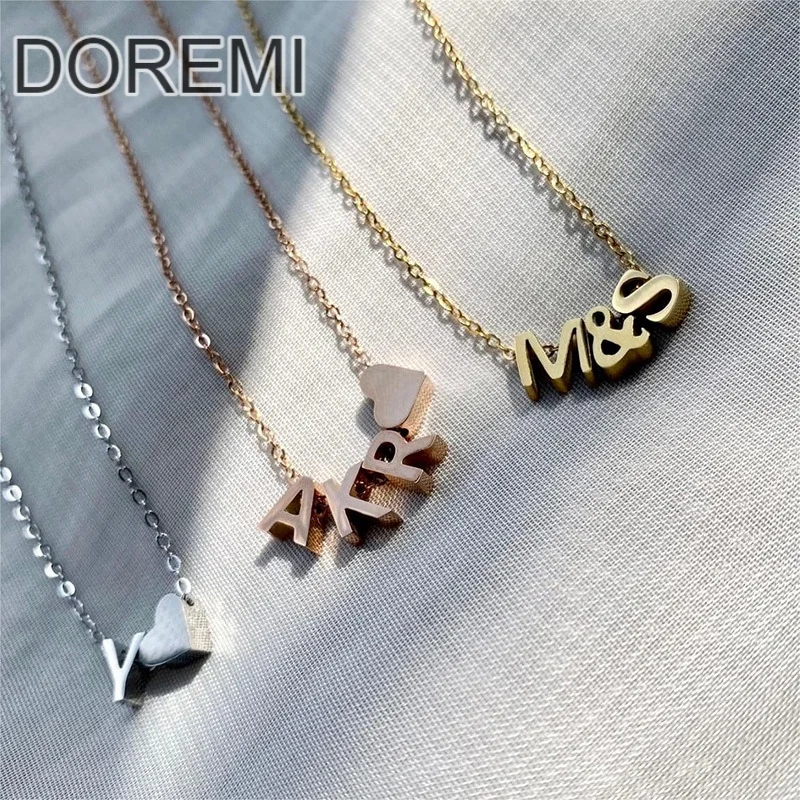 DOREMI 3D Name Necklace Personalised Perfect Mother Day Gifts Tiny Alphabet Stainless Steel Initial Letter Necklace for Women the perfect mother