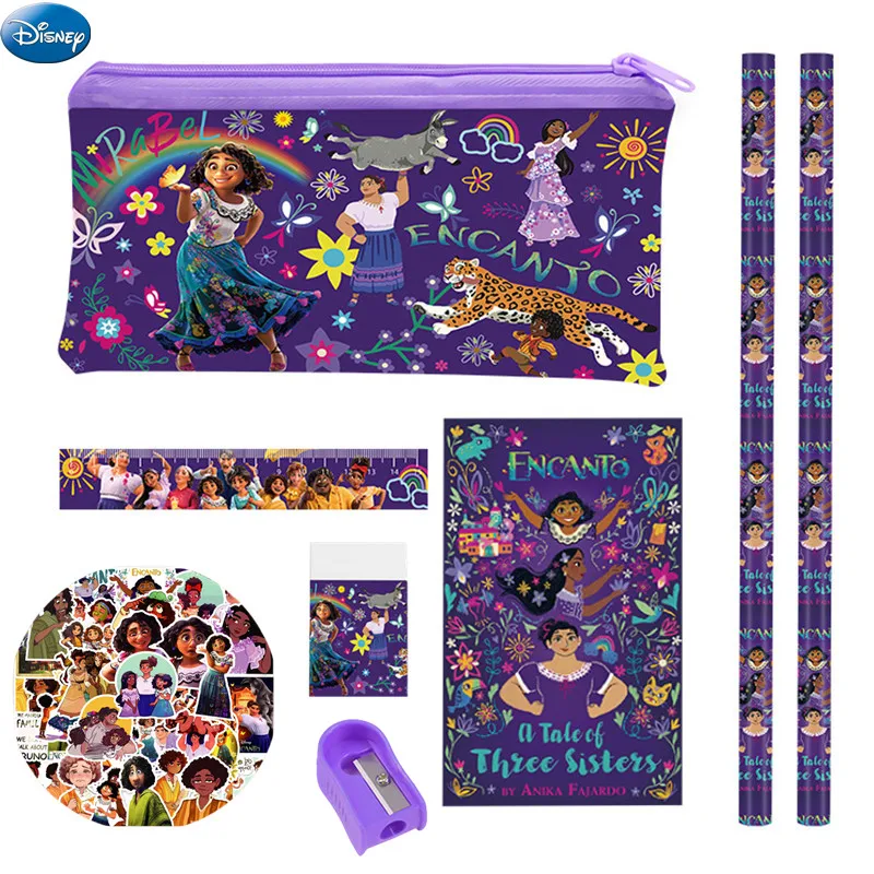 6 Pz/Set Disney Anime Encanto Mirabel Stazionario Set Cartoon Pencil Eraser Righello Temperamatite Astuccio Notebook Set Regalo Per Studenti