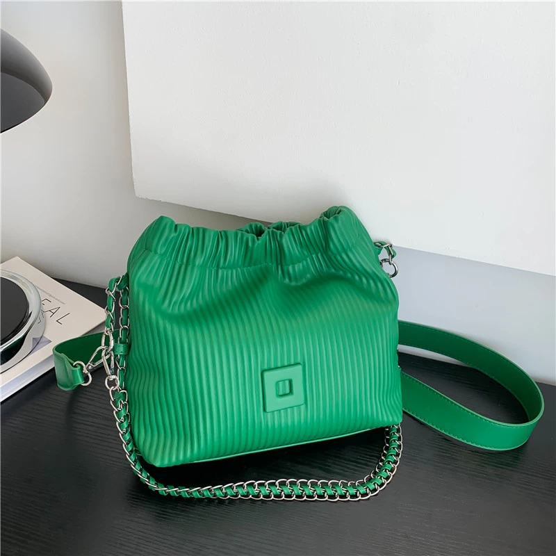 Brand Designer Pleated Bucket Handbag And Purses For Women Shoulder