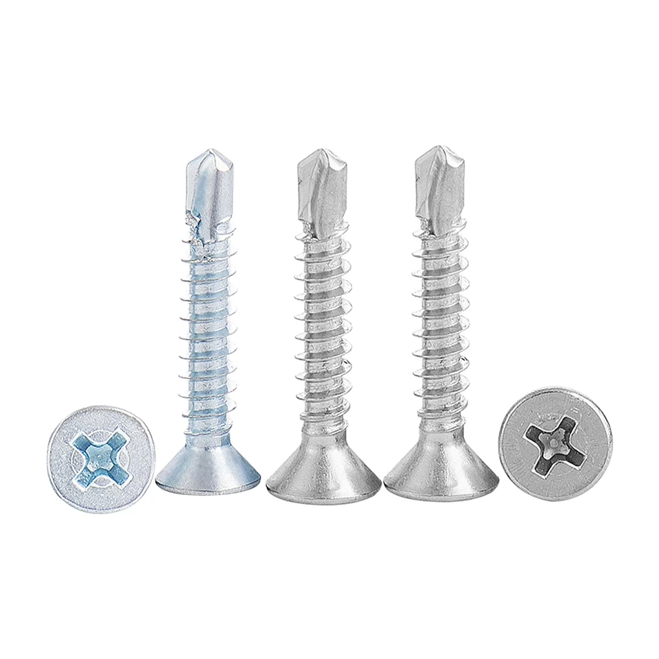 10 Viti Autoperforanti TEK Acciaio Inox #6 X 1/2 Pollice – Testa Piatta Phillips