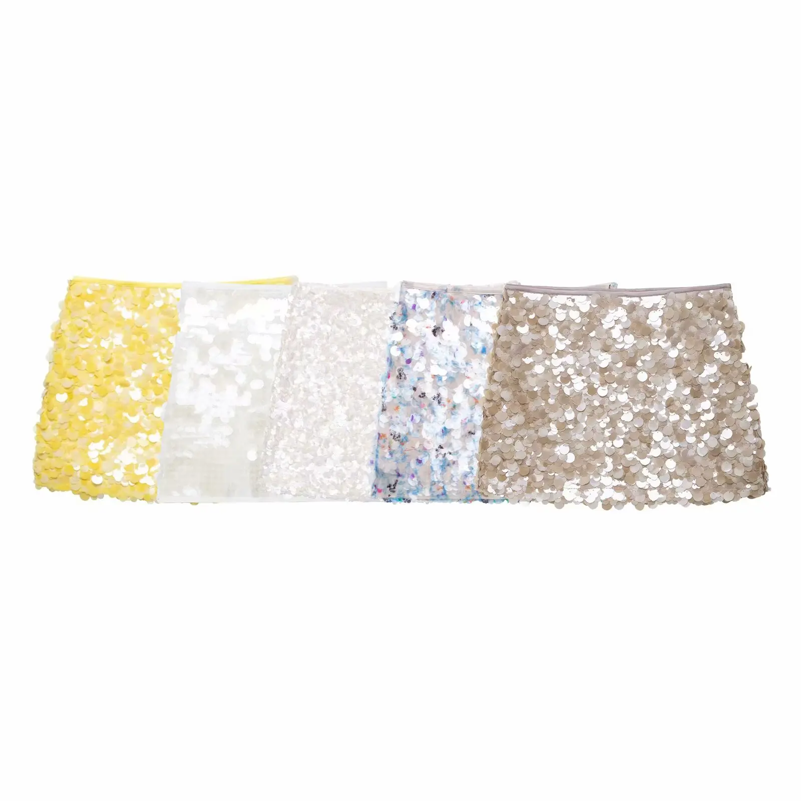 HH Yellow Skirts For Women Fashion Sequin Mini Skirt 2025 Elegant Lady Party Skirt Side Zipper Slim High Waist A Line Skirts