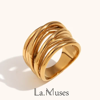Anelli di lusso in acciaio inossidabile per donna uomo colore oro semplicità treccia anello chiuso anello femminile maschio festa dito gioielli regalo
