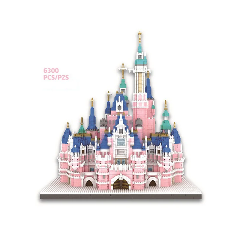 

Creative Fairy Tale Building Brick Micro Diamond Block World Famous City Fairyland Pink Princess Castle Nanobrick Toy With Light