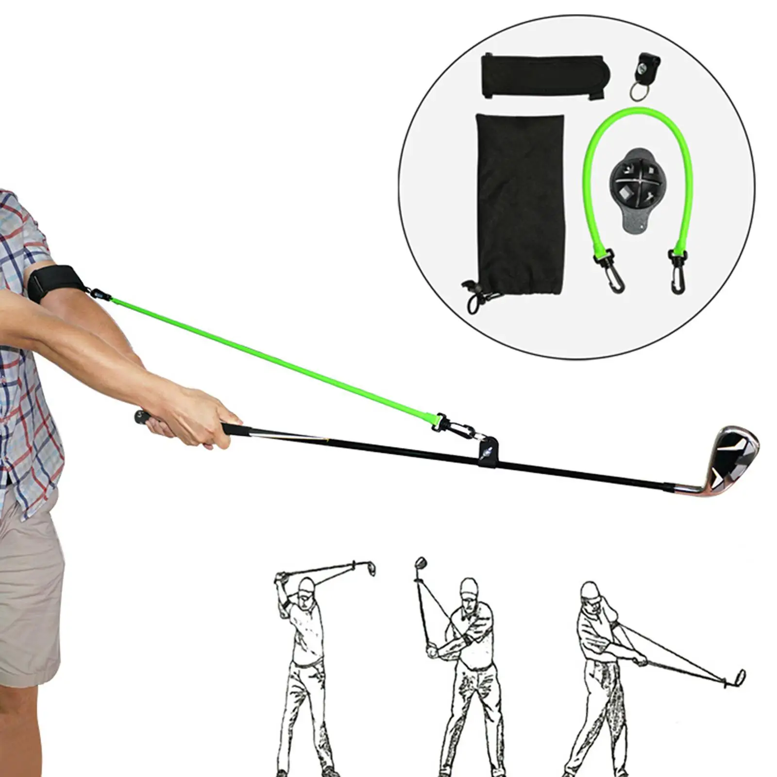 

Durable Golf Swing Trainer Training Aid Correct Posture Elastic Resistance Rope for Exercise Indoor Outdoor Golf Club Equipment