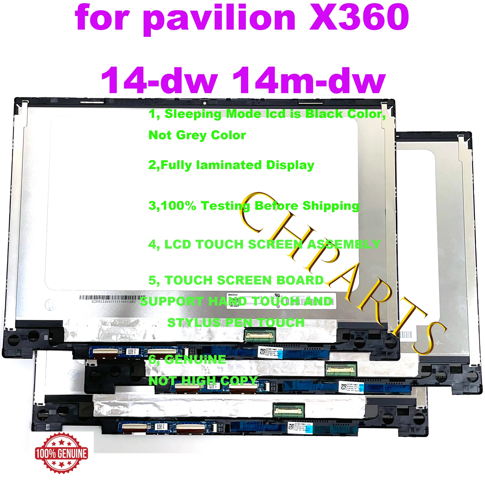 

For HP Pavilion x360 14-dw0014ur 14-DW 14 DW 14M-DW 14-inch LCD Screen Display Panel Touch Bezel Assembly Replacement 14-dw0044t