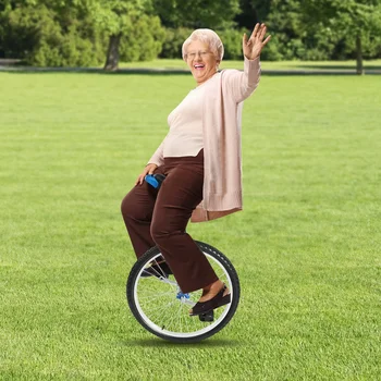 24In Outdoor Unicycle W/ Non-Slip Pedals - Adjustable Height One-Wheel Bike (154 Lbs Capacity) - Stable Ride for Teens & Adults