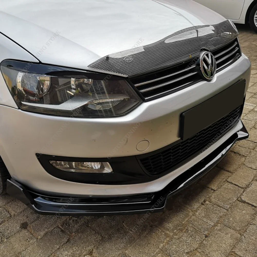 VW 폴로 MK5 6R 6C 용 프론트 범퍼 립 스포일러 스플리터 디퓨저, 폴로 6 MPI Tsi 기본 2009-2013 Pre-LCI 바디킷 튜닝, 3 개