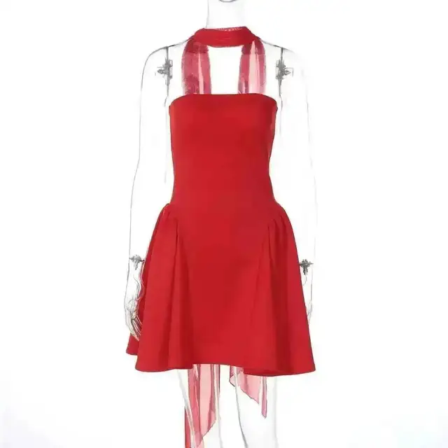 Avrilyaan-Robe trapèze sexy dos nu pour femme, robe de soirée élégante, sans bretelles, batterie, mini, éducatif, été, 2025