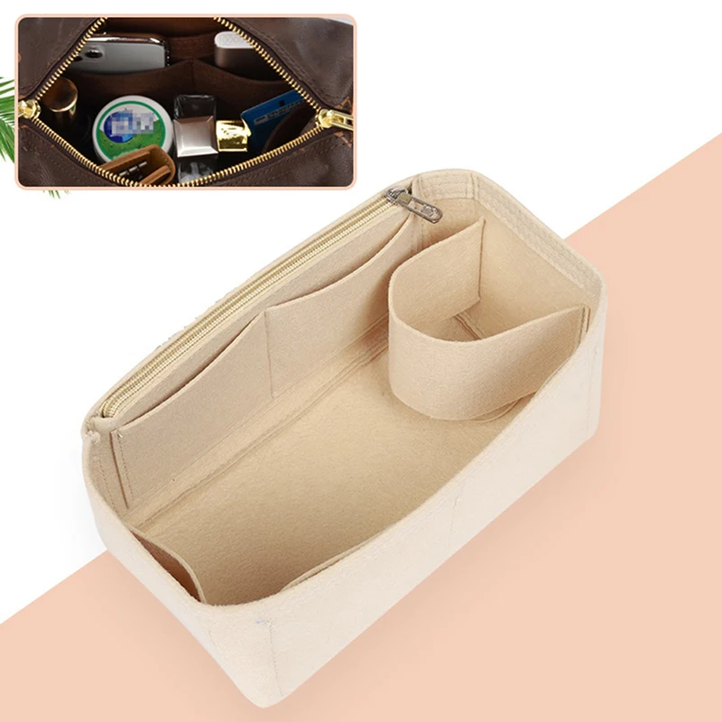 25 30 35 Felt Cloth Insert Bag Organizer Makeup Handbag Organizer Travel Inner Purse Portable Cosmetic Bags 5