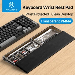 Acrylic Magnetic Keyboard Wrist Rest with Ergonomic Memory Foam and Desktop Storage Organizer for Easy Typing and Pain Relief (Black)