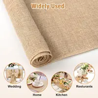 30cm Width Jute Linen Vintage Natural Table Runner Burlap Rustic Khaki Party Country Wedding Decoration Chair Decor 5
