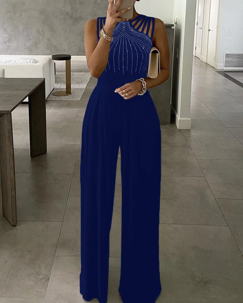 2023 Spring and Summer New Women's Jumpsuit Casual Fashion Sleeveless Slim Waist Solid Color Jumpsuit Women