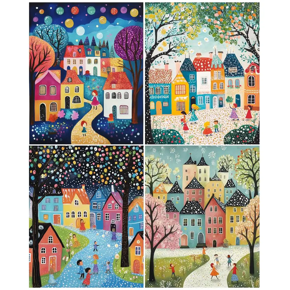 GATYZTORY Pittura acrilica con i numeri Cornice artigianale Immagine Disegno Regalo fai da te per adulti Paesaggio domestico colorato Decorazioni per la casa 1