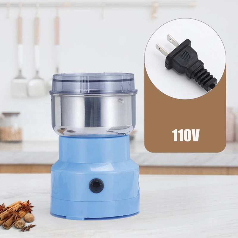 

Portable Electric Seasoning Spice Coffee Grinder Machine Stainless Steel Grain Grinder 4 Blades Kitchen Tool US Plug Easy To Use