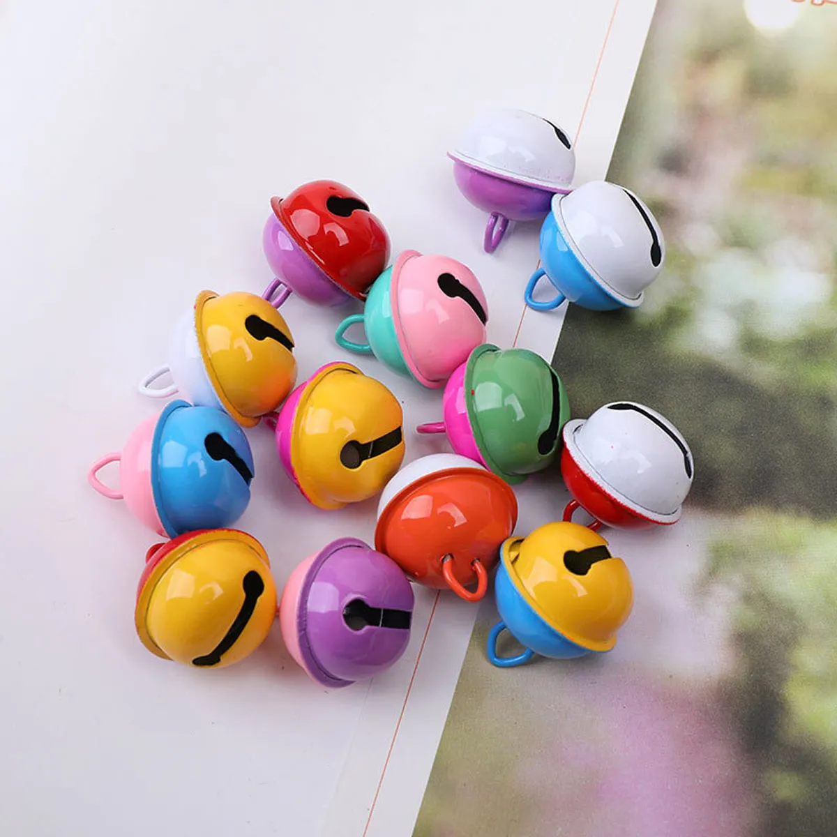 100PCS Candy Colors 20mm Round Jingling Bell Charm Pet Bell Pendant DIY Key Ring Jewelry Making Accessories Christmas Decoration