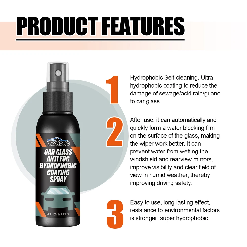 1-5PCS 100ml Auto Water Repellent Spray Anti Rain Coating Car Motorcycle Glass Hydrophobic Car Liquid Windshield Mirror Cleaner