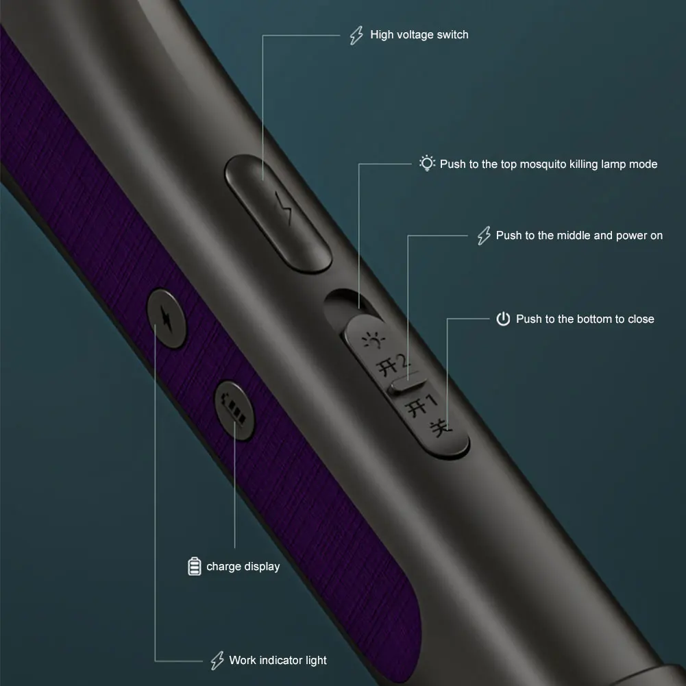 Rotating Head Bug Zapper Racket Rechargeable Mosquito Swatter 2 in 1 Fly Killer and Mosquito Trap Lamp for Home Indoor Outdoor