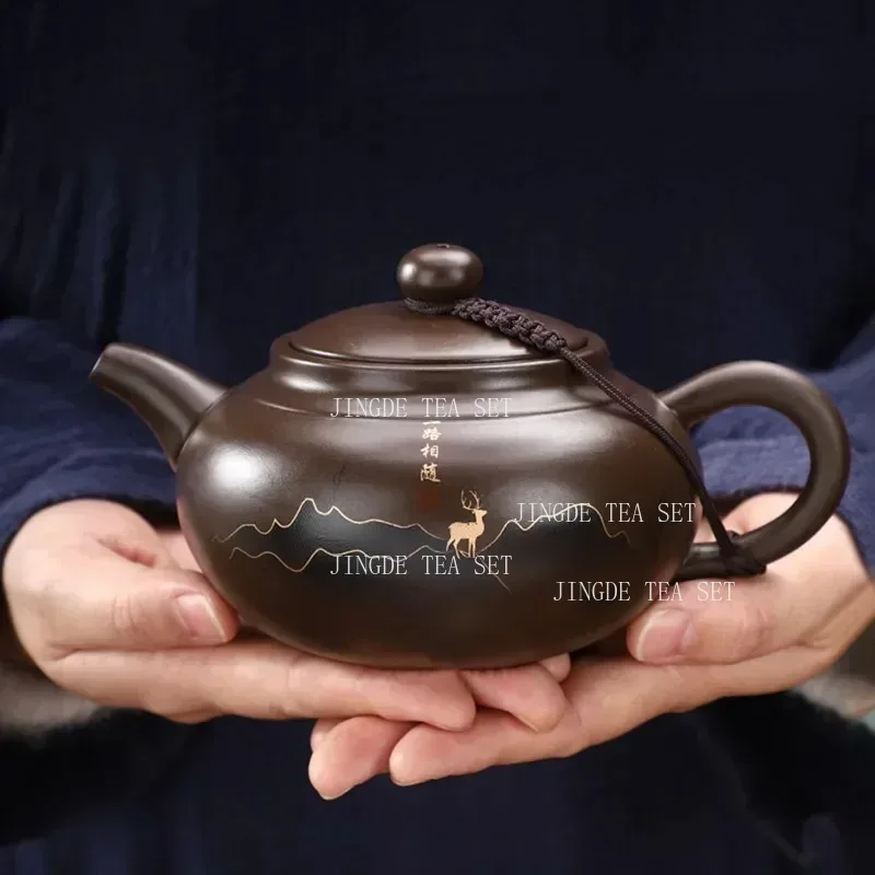1PC 430ml authentic Yixing purple clay teapot Handmade Beauty teapot Custom filter tea infuser Chinese tea ceremony accessories