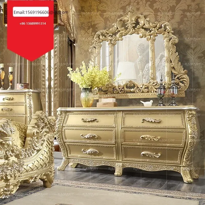 

Мебель из массива дерева для виллы, Европейский роскошный туалетный столик, французские Роскошные резные шкафчики, боковые Шкафы для гостиной