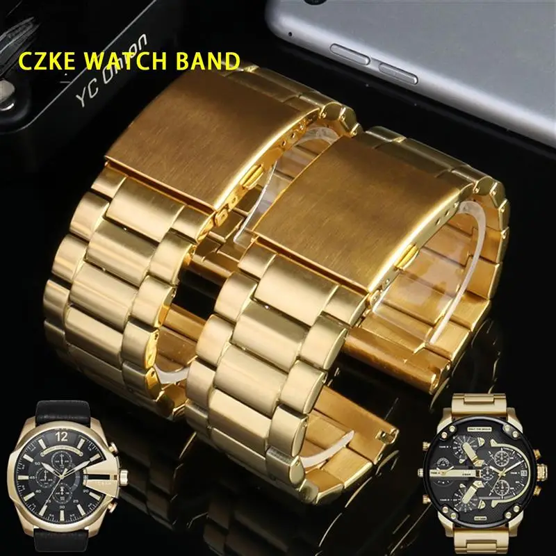 SCHIK For diesel DZ7333 DZ4344 Watch large dial Men metal stainless steel watch band gold strap 24MM 26MM 28MM Bracelet