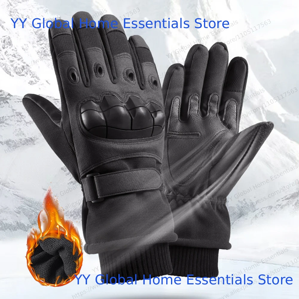 Gants de moto résistants au froid d'hiver, gants militaires à doigt complet, gants de Sport de plein air Para Motociclistas, gants de Motocross noirs