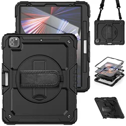 Universal Shockproof Tablet Stand Cover with PET Screen Protector & Strap for 10.2 7th 8th 9th Gen (BK-BK)