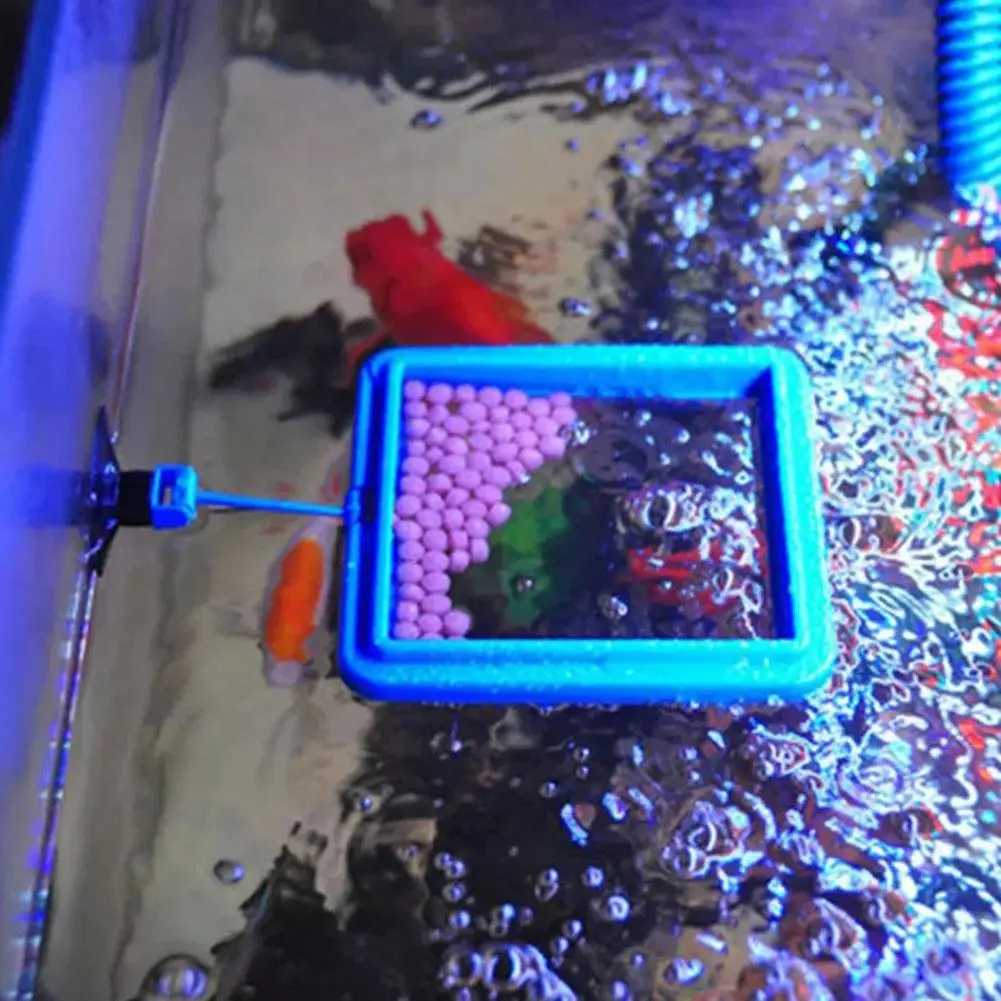 Anello Galleggiante per Alimentazione Acquario, Vassoio Alimentatore Quadrato/Circolare per Pesci, Accessori per Mangime con Ventosa - immagine 3