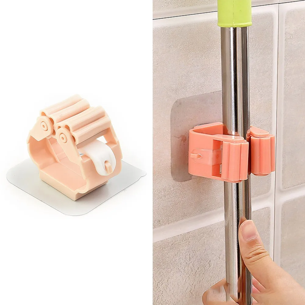 Mop Holder Bathroom Wall Sticker Penjepit Pel Lantai Dan Sapu Rumah Kamar Mandi Mop Hook Organizer Cleaning Tools