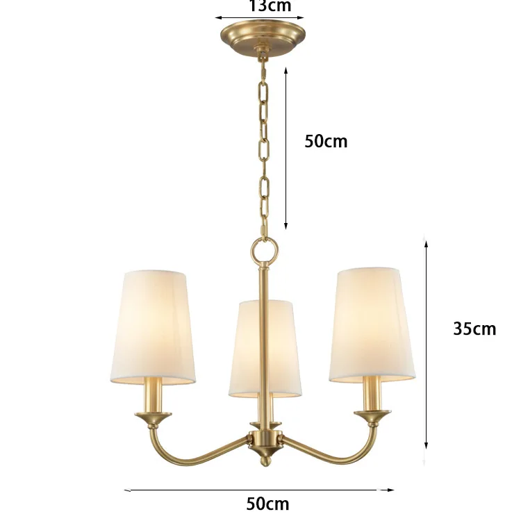 Luxury Design Copper Chandelier Moder Light Living Room Bedroom Study Dining Room Cloth Pendant Lamp