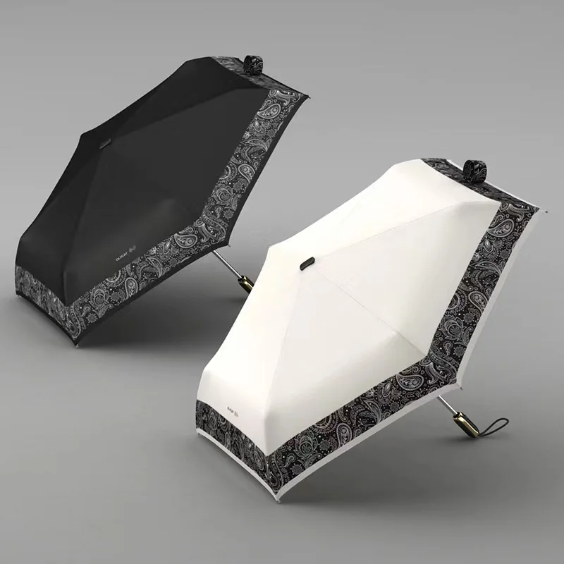 OLYCAT Summer Automatic Umbrella for Women Paisley Style Folding Sun Umbrella Shade UV Protection Flat Parasol Umbrellas UPF50+