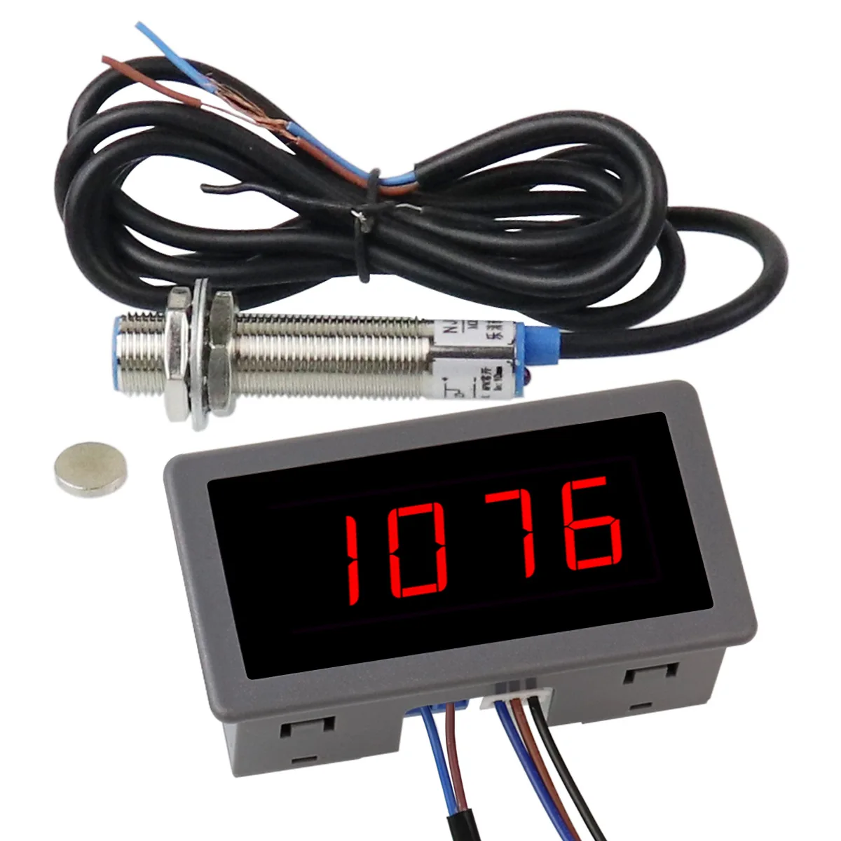 220V 110V AC Tachometer 4-Digit LED Digital Display Motor Tachometer With Hall Sensor Magnet