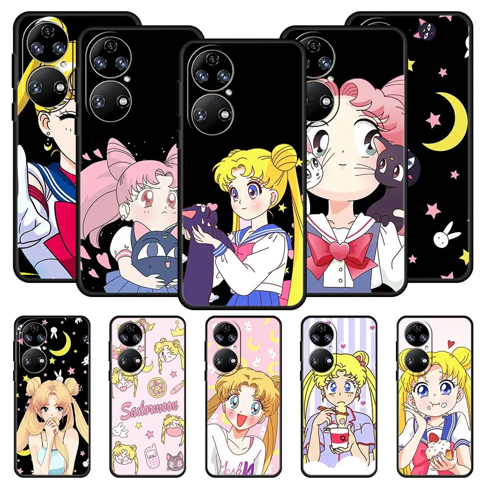 Sailor Moon Anime Cute Phone Case For Huawei P30 Lite Y6p Y9s Y7a P50 Pro P20 P40 E P Smart Z 2021 Y6 Y7 Y9 2019 Soft Cover |